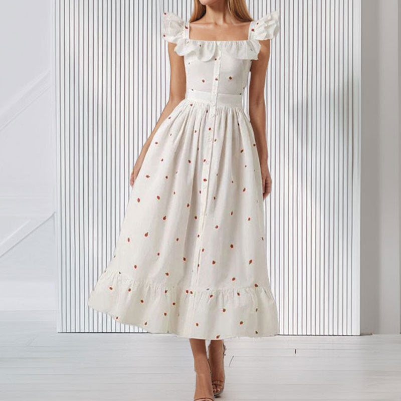 Robe maxi femme avec volants et imprimé floral Chic & Stil