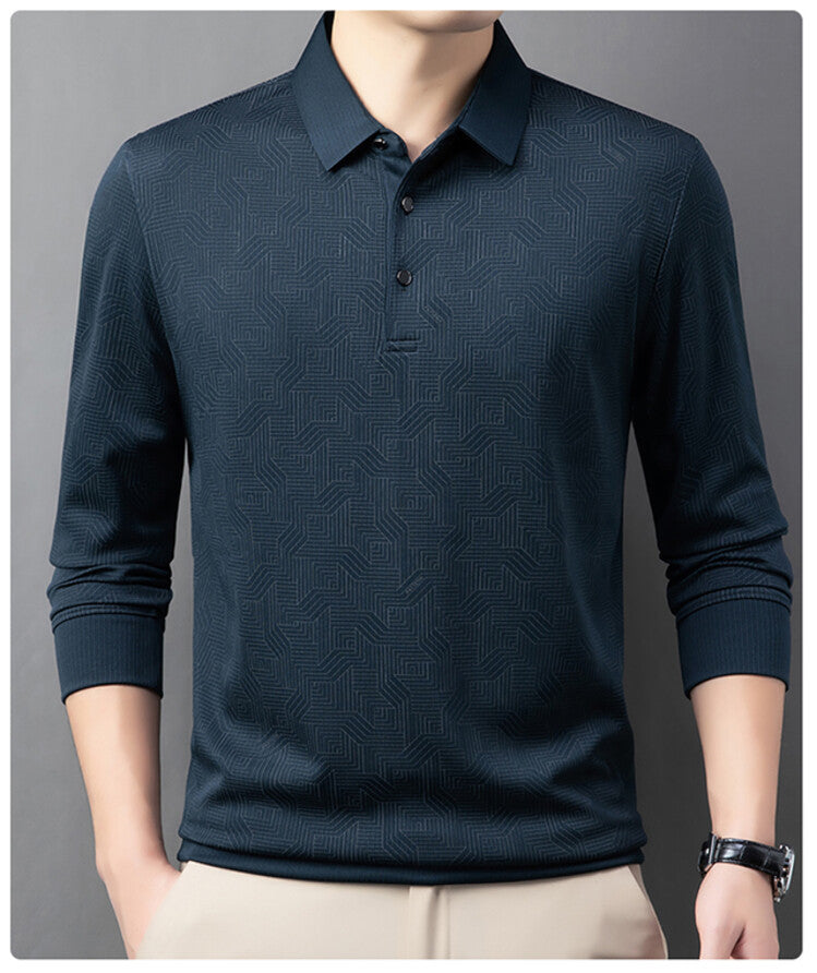 Long sleeve polo shirt for men fashionable with a textured design and breathable properties Lune London