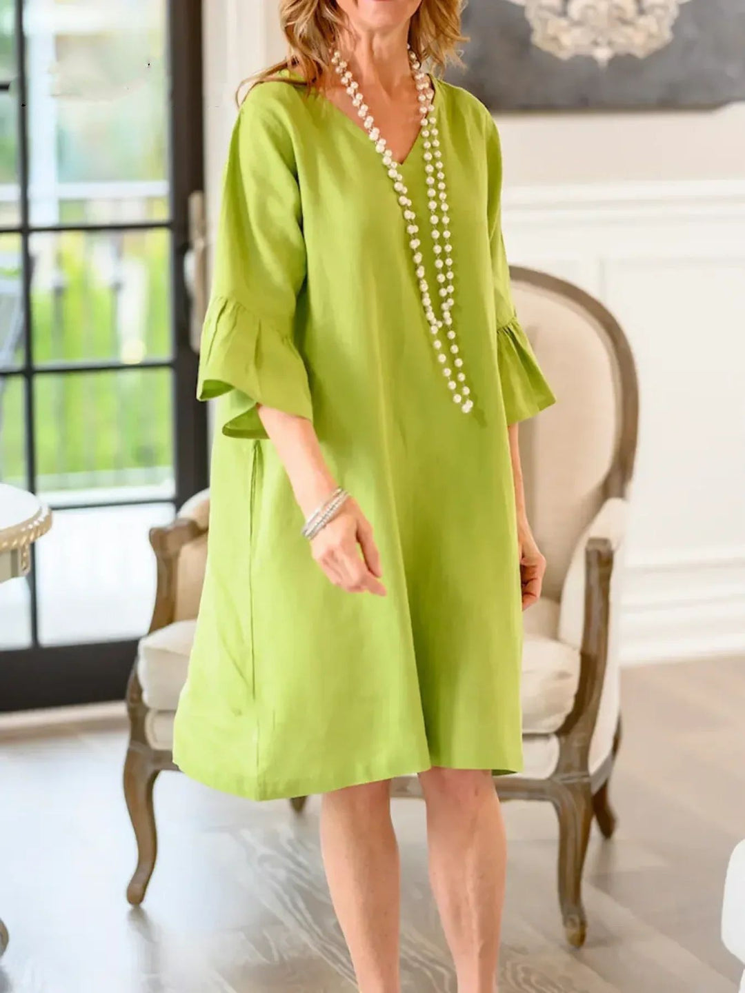 Women Hip-length Casual Dress with Modern Ruffle Details Lune London