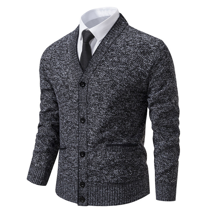 Knit jacket for men with V-neck and elegant details Lune London