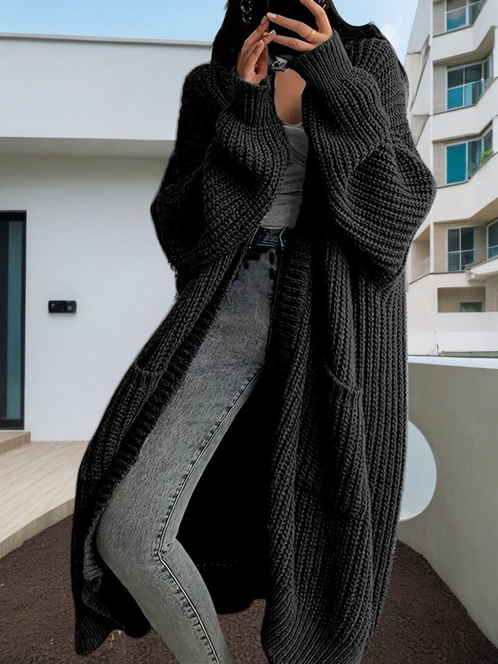 Cardigan en tricot épais pour femmes avec devant ouvert et poches pratiques Chic & Stil