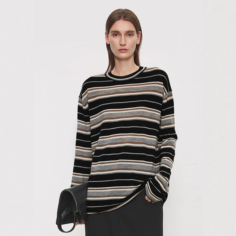 Chemise à manches longues pour femmes avec motif rayé à la mode Chic & Stil