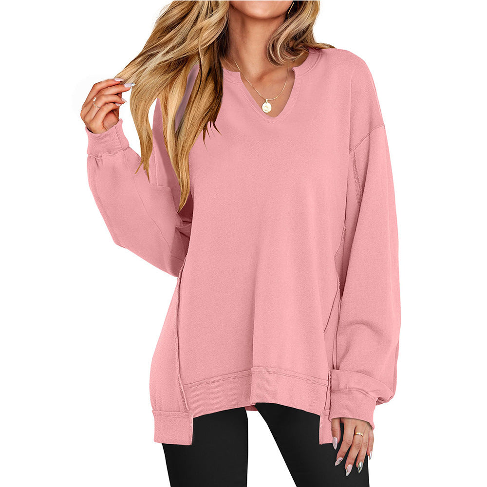 Women casual sweater with V-neck and raglan sleeves Lune London