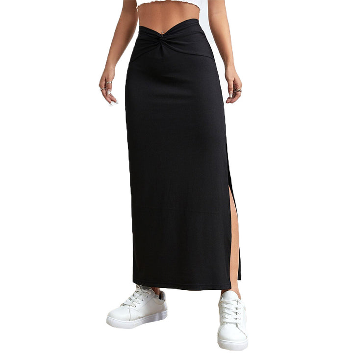 Jupe maxi pour femmes avec fente sur le côté et détail de nœud tendance Chic & Stil