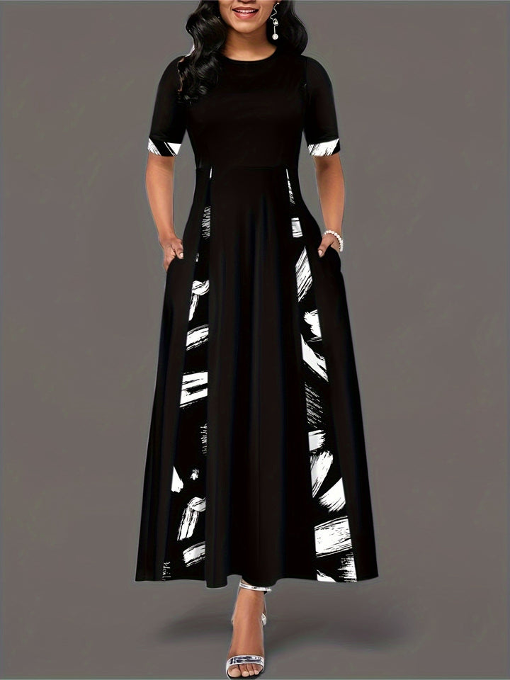 Maxi dress for women with artistic pattern and practical pockets Lune London
