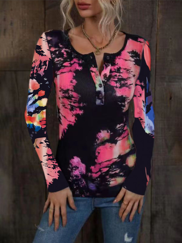 Long sleeve women’s T-shirt with trendy print and high-quality material texture Lune London