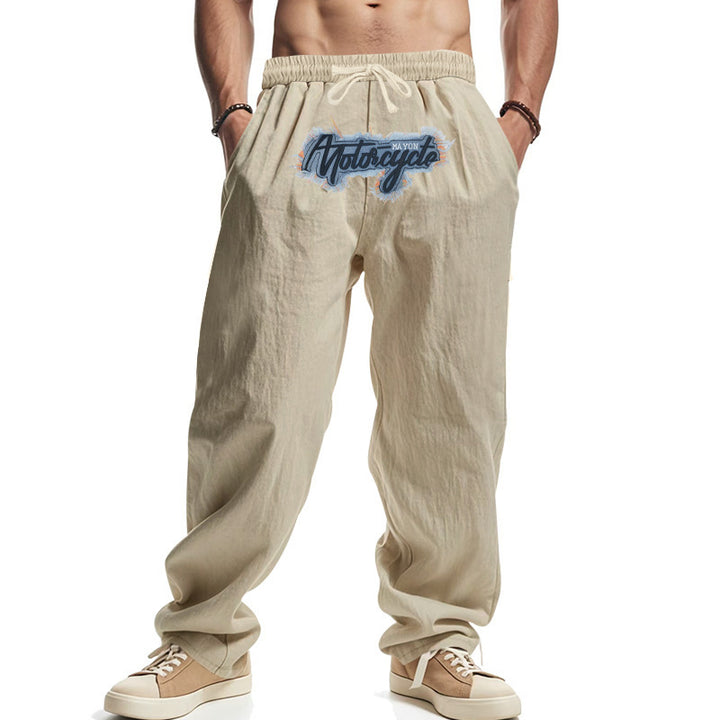 Casual men's pants with elastic waistband and unique graphic print Lune London