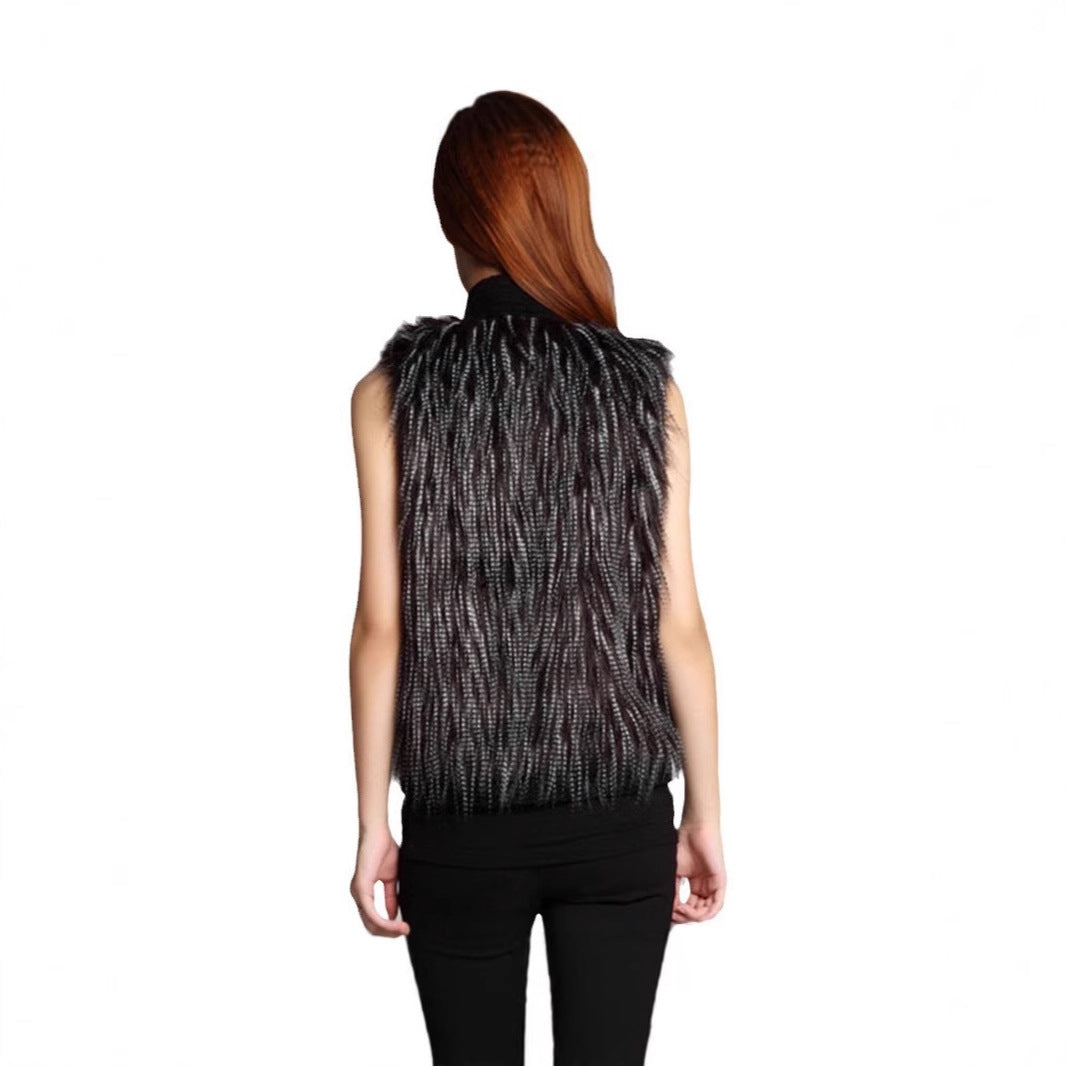 Ladies Stylish Plush Jacket with Elegant Ruffles Lune London