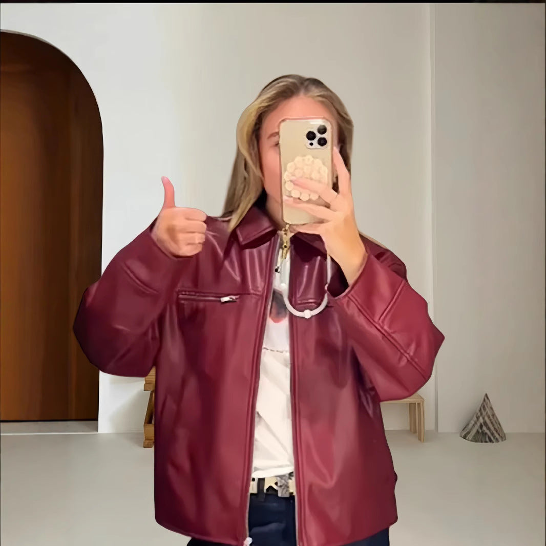 Women's casual fashion leather jacket with asymmetric zips Lune London