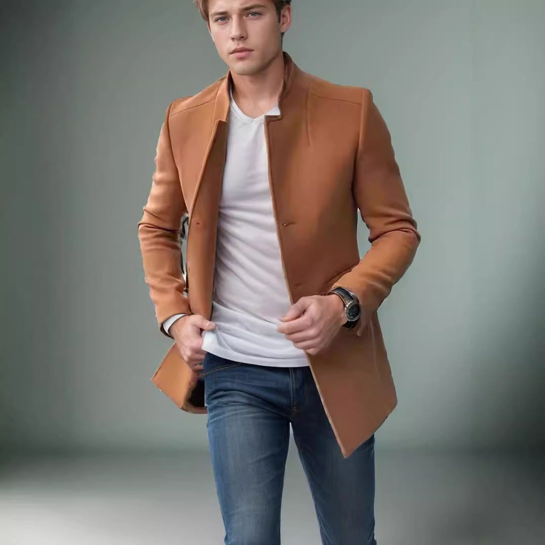 Modern jacket for men with straight cut and elegant high collar Lune London