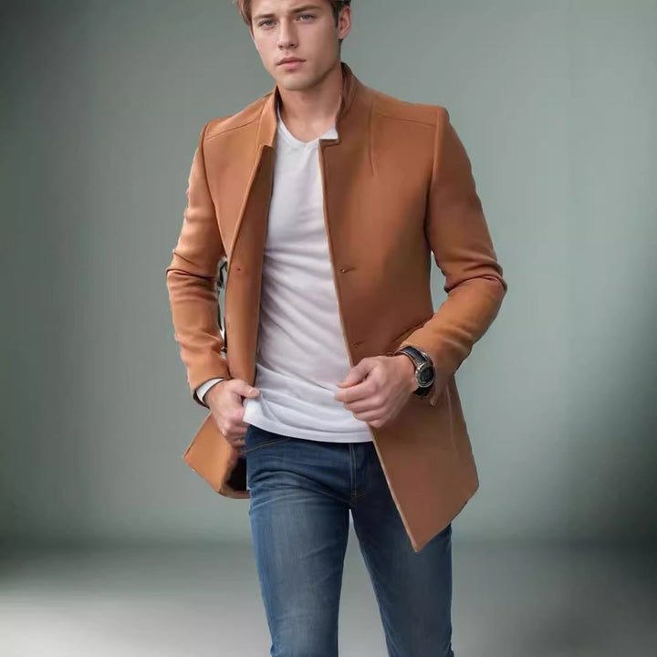 Men's Modern Blazer with Straight Cut and Elegant Stand-Up Collar Lune London