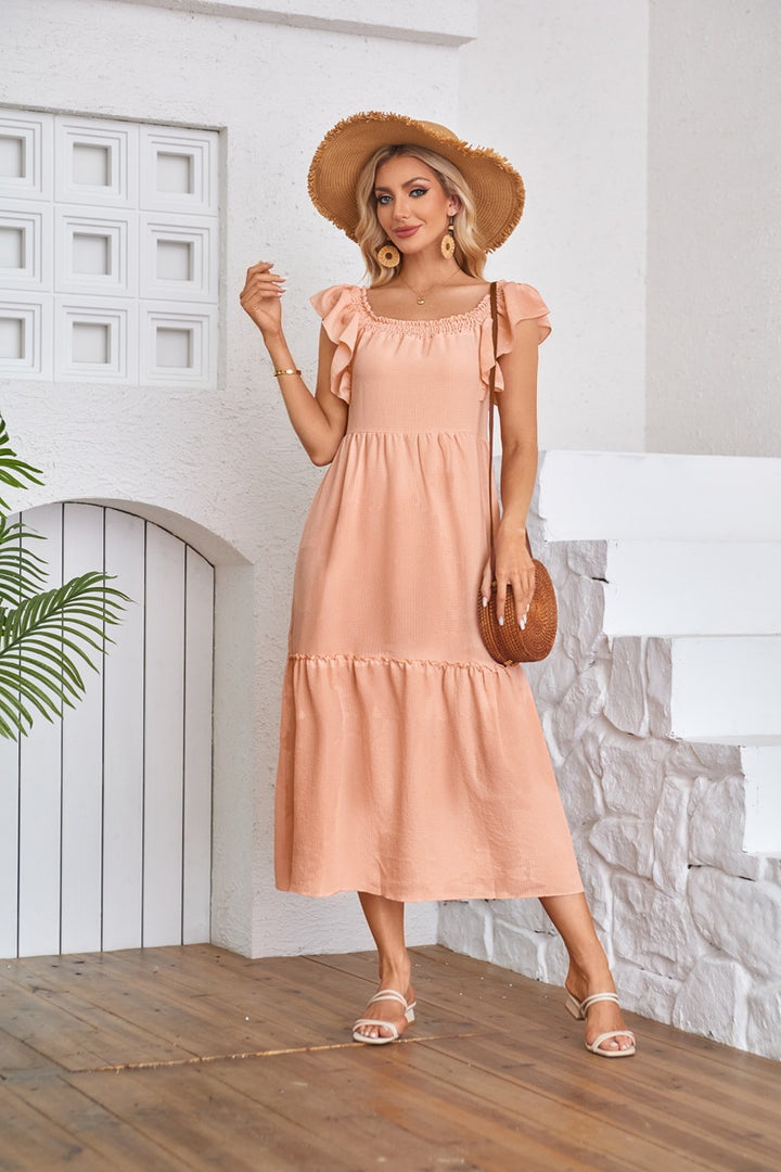 Maxi dress for women with ruffle details Lune London