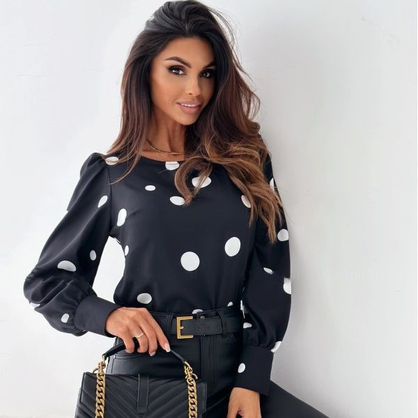 Blouse for women with puff sleeves and polka dots Lune London