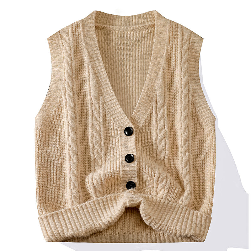 Knitted cardigan for women with button placket and flared arm openings Lune London