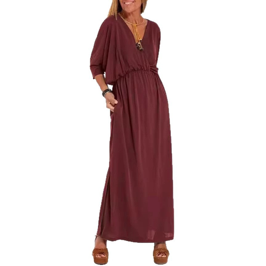 Robe maxi élégante pour femmes avec fente latérale et ceinture flexible Chic & Stil