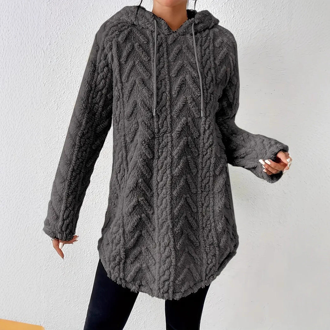 Ladies Fleece Hoodie with structured twisted pattern Moon London