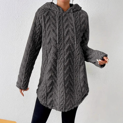 Ladies Fleece Hoodie with structured twisted pattern Moon London