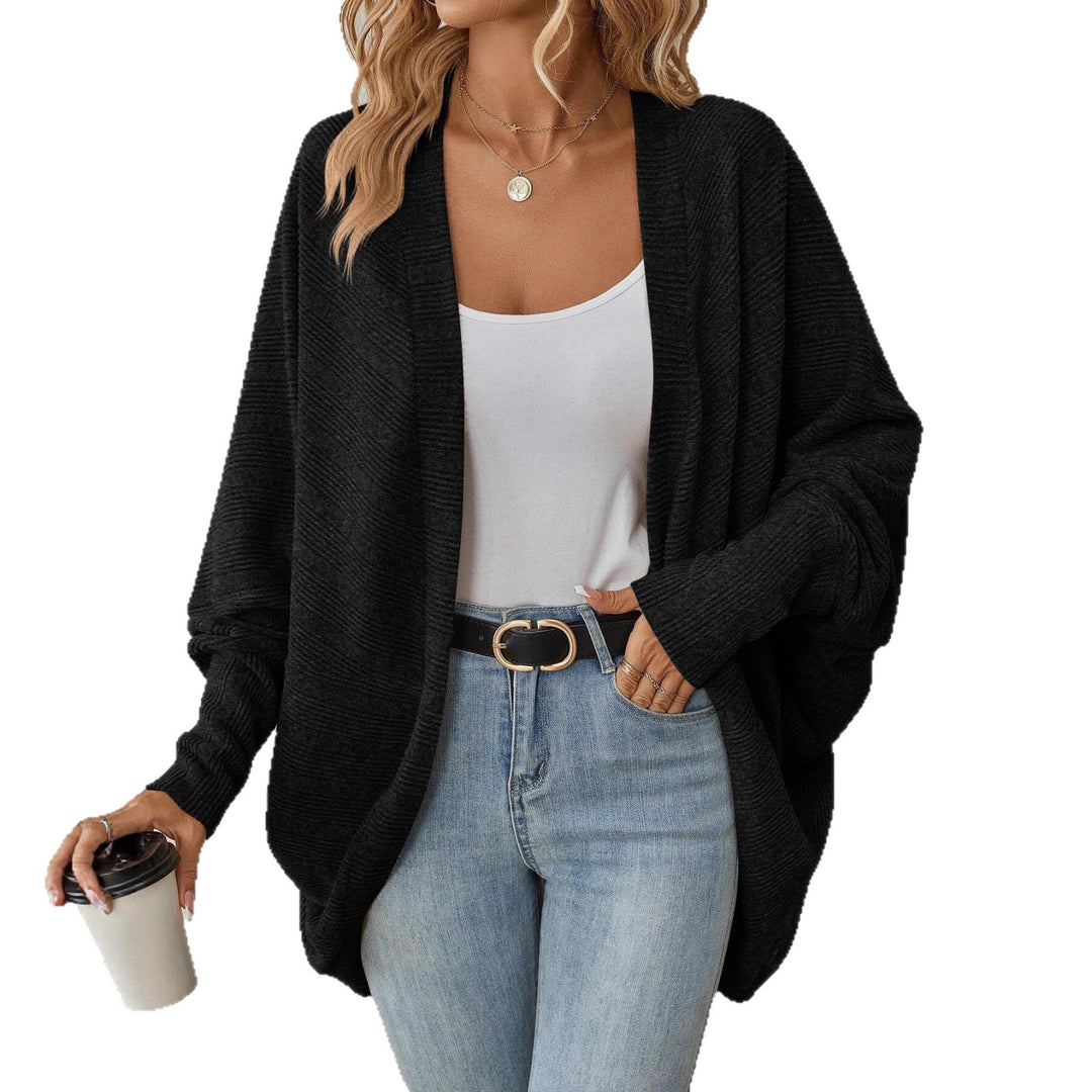 Ladies casual open cut cardigan with modern textured pattern Lune London