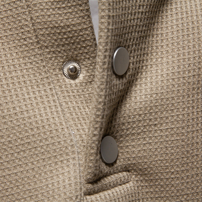 Men's Long Sleeve Pullover with Button Placket and Textured Fabric Lune London