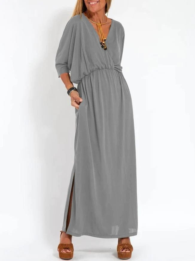 Robe maxi élégante pour femmes avec fente latérale et ceinture flexible Chic & Stil