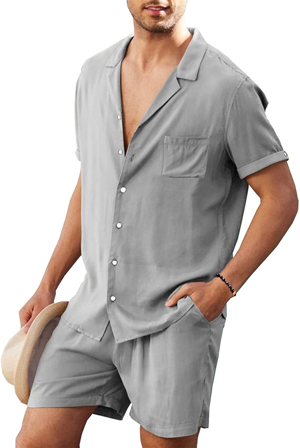 Men Casual Short Sleeve Shirt and Chic Shorts