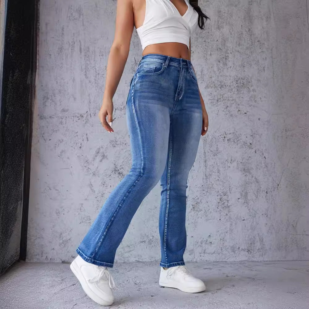 High-waisted bootcut jeans for women with a slightly worn look Lune London