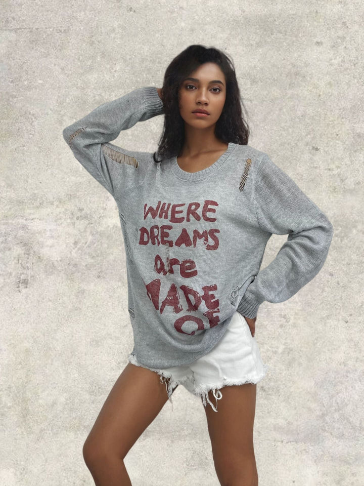 Casual sweater for women with creative writing and trendy cut Lune London