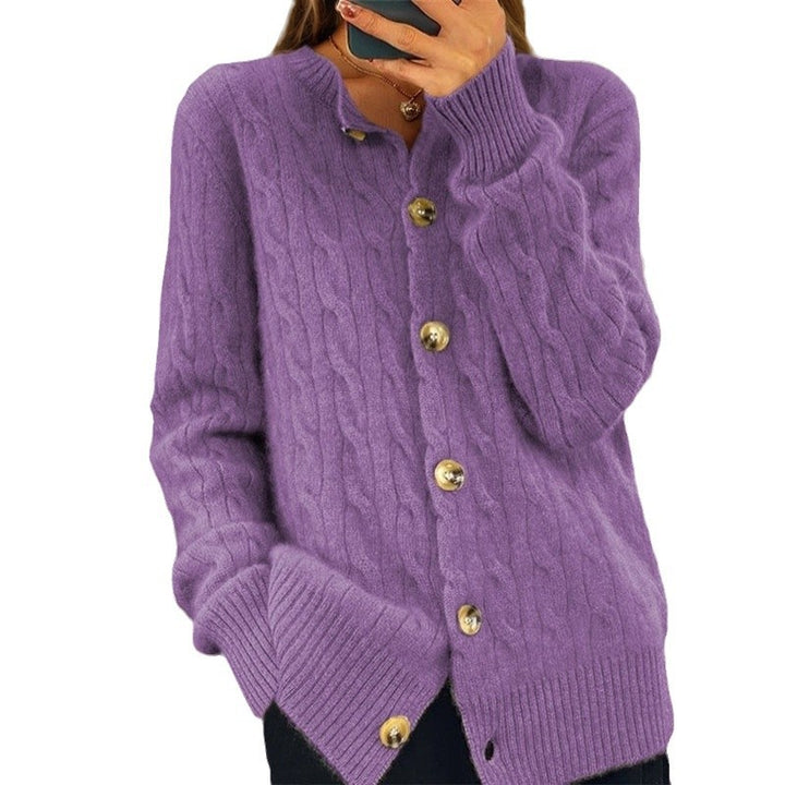 Cashmere jacket for women with button closure and structured twisted pattern Lune London