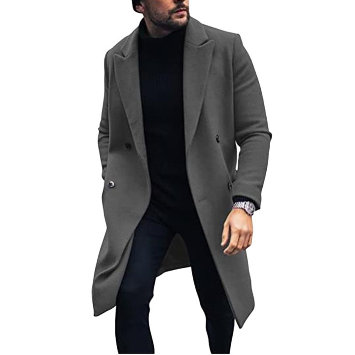 Modern long coat for men with double-breasted buttons and elegant lapels Lune London