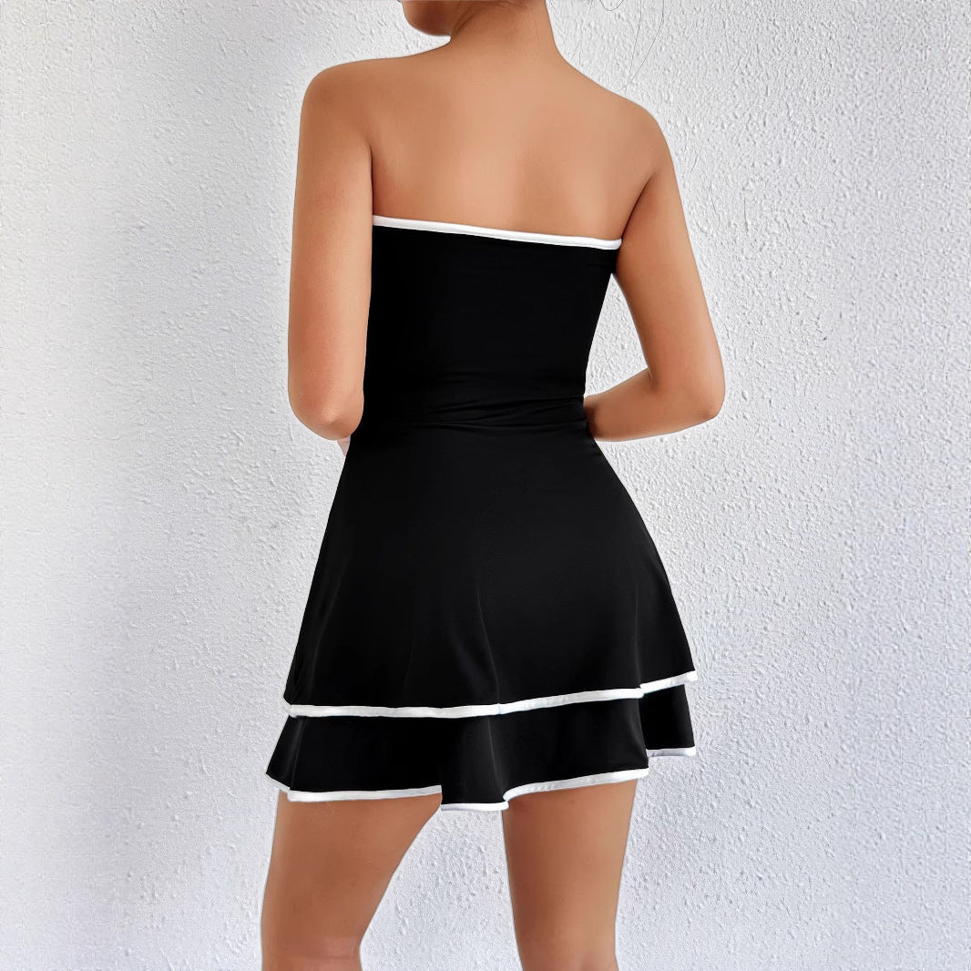 Women's short strapless dress with playful hem Lune London