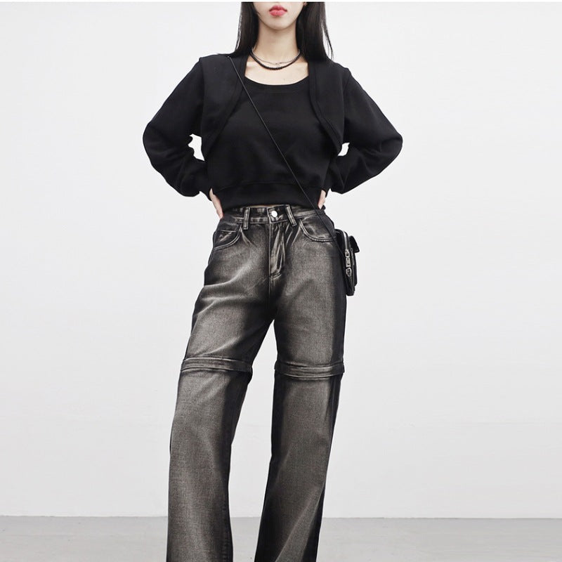 Veste sweat cropped pour femmes avec manches douces Chic & Stil