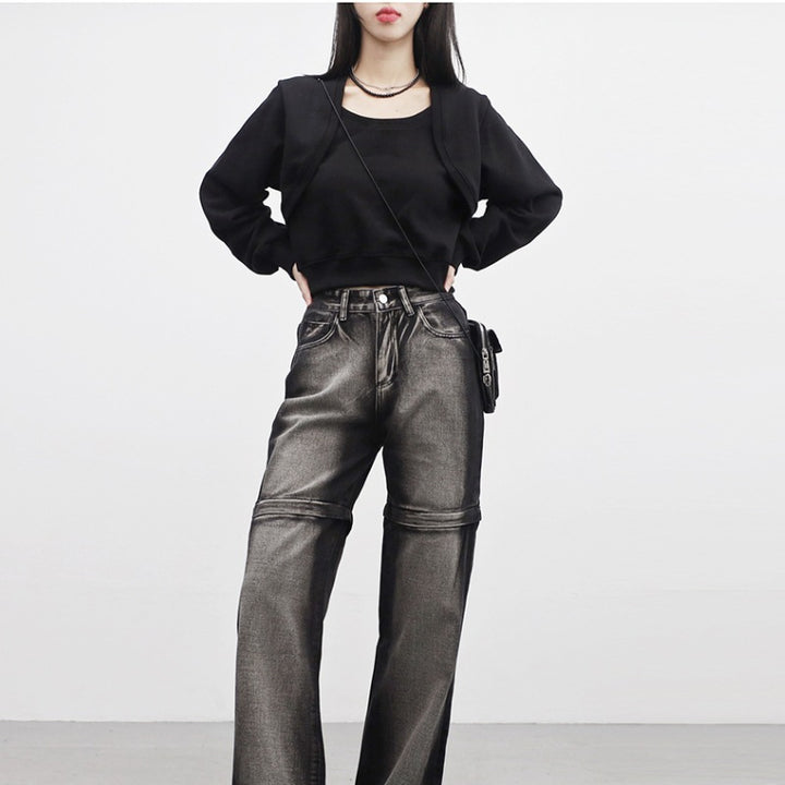 Veste sweat cropped pour femmes avec manches douces Chic & Stil