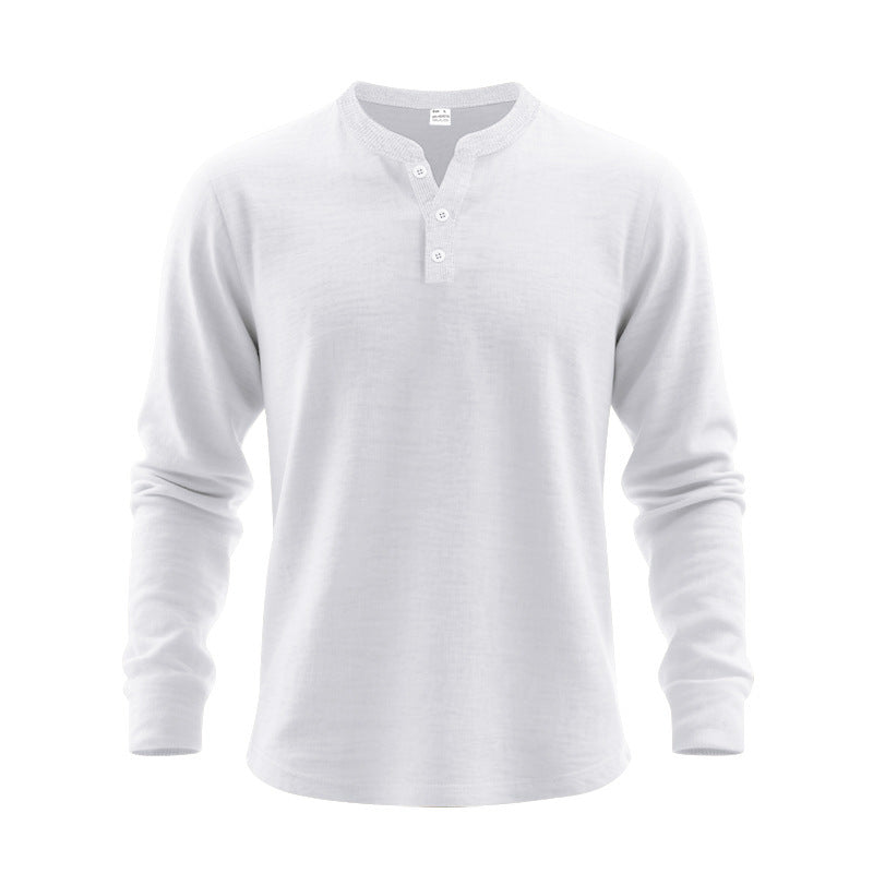Men's long sleeve T-shirt with button placket and round neck Lune London