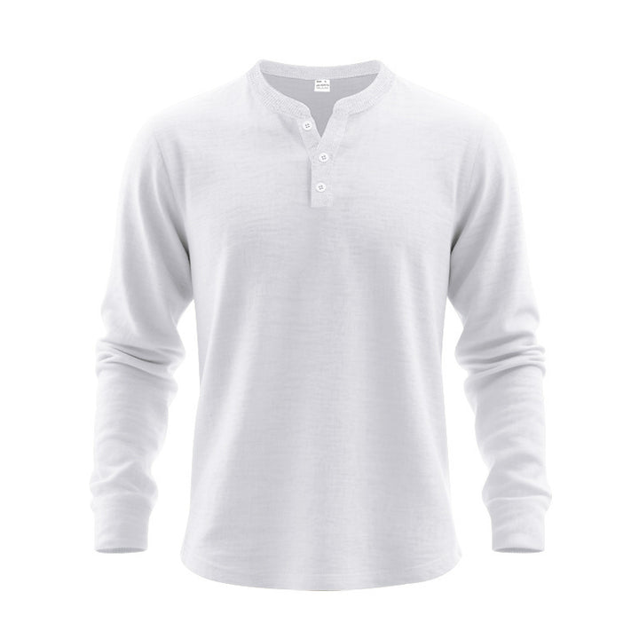 Men's long sleeve T-shirt with button placket and round neck Lune London
