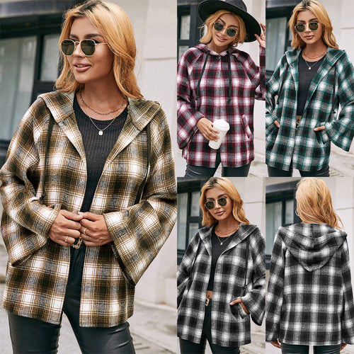 Ladies Carre Overshirt jacket in a casual style with hood and wide sleeves Lune London