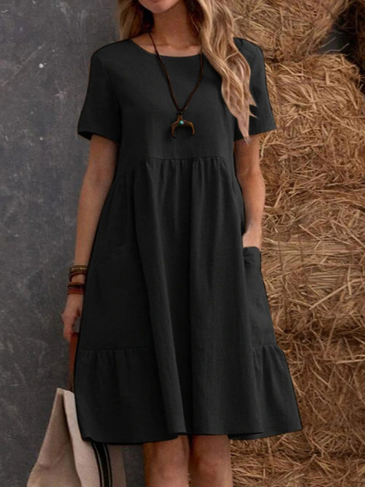Casual cotton dress for women with pockets and ruffle Chic and Style