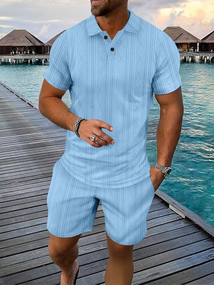 Men's Structured Knit Polo Set and Chic Shorts