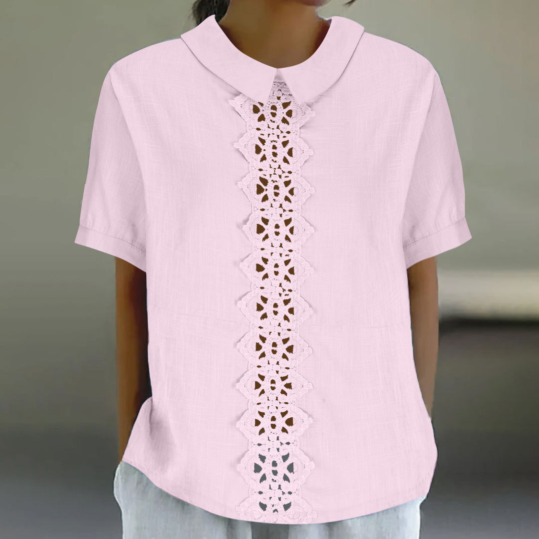 Women short sleeve blouse with lace detail Lune London