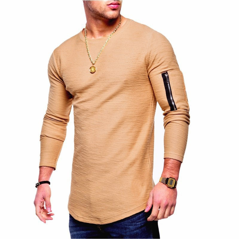 Men's long sleeve shirt with a modern textured pattern and a practical arm pocket Lune London