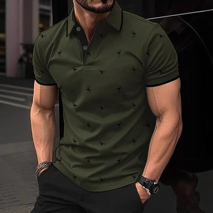 Short sleeve polo shirt for men with Lune London pattern