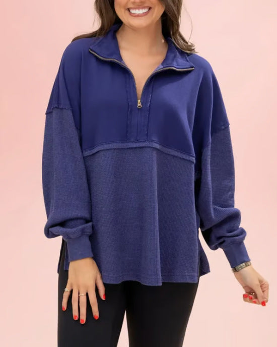 Pull décontracté pour femmes avec fermeture éclair et coupe décontractée Chic & Stil