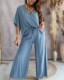 Lune London | Elegant Two-Piece Set Made of Chiffon Top and Wide Leg Pants