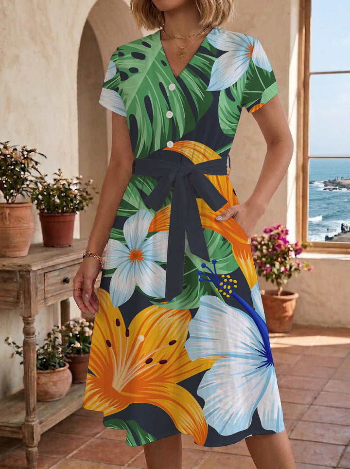 Women’s midi dress with floral design and comfortable fit Lune London