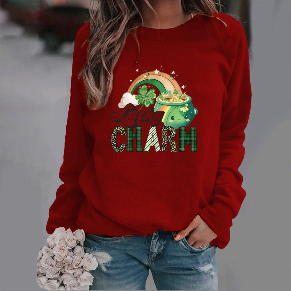 Sweat-shirt pour femmes avec motif chanceux créatif Chic & Stil