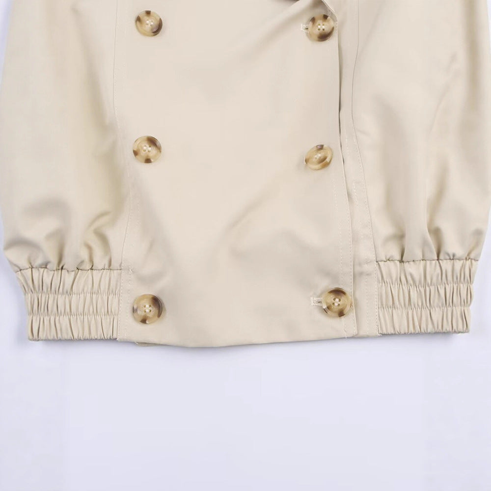 Ladies trendy transition jacket with removable fur collar and decorative buttons Lune London