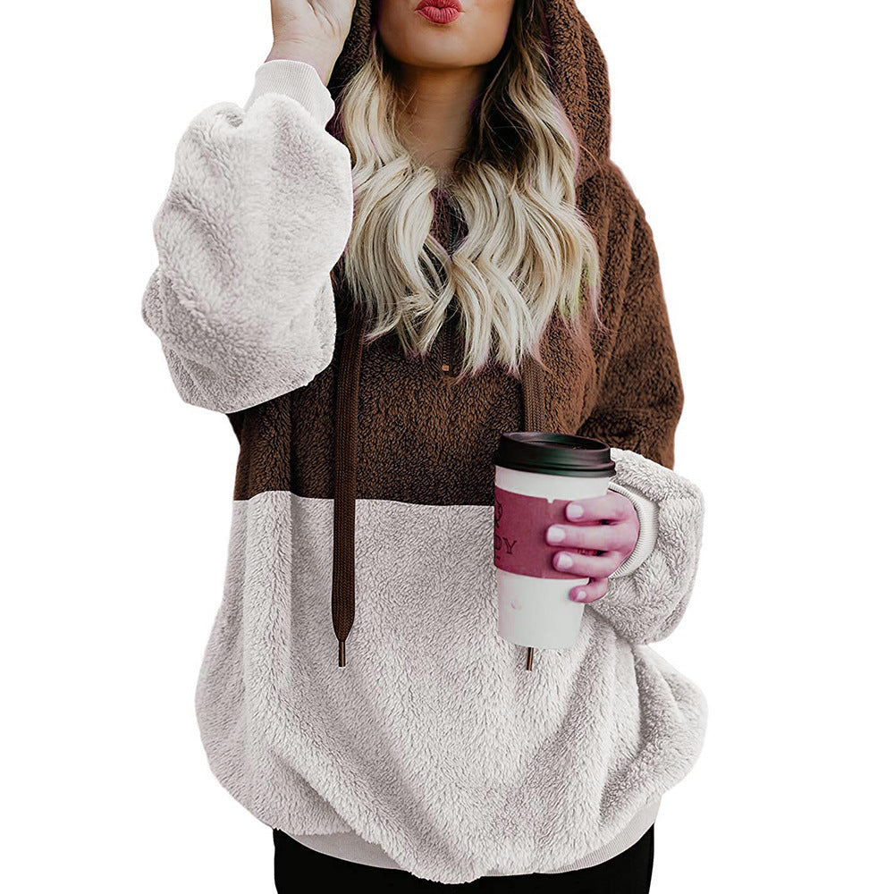 Ladies soft fleece hoodie with large pockets Lune London