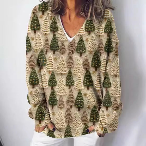 Pull en tricot pour femmes avec motif paysage élaboré Chic & Stil