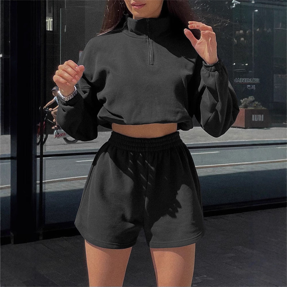 Women's sports set with cropped sweater and shorts Lune London