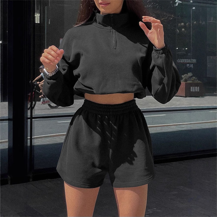 Women's sports set with cropped sweater and shorts Lune London