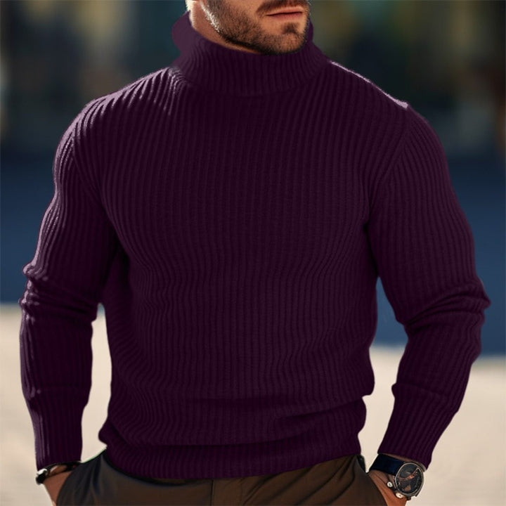 Men's Elegant Turtleneck Sweater with Textured Rib Pattern Lune London